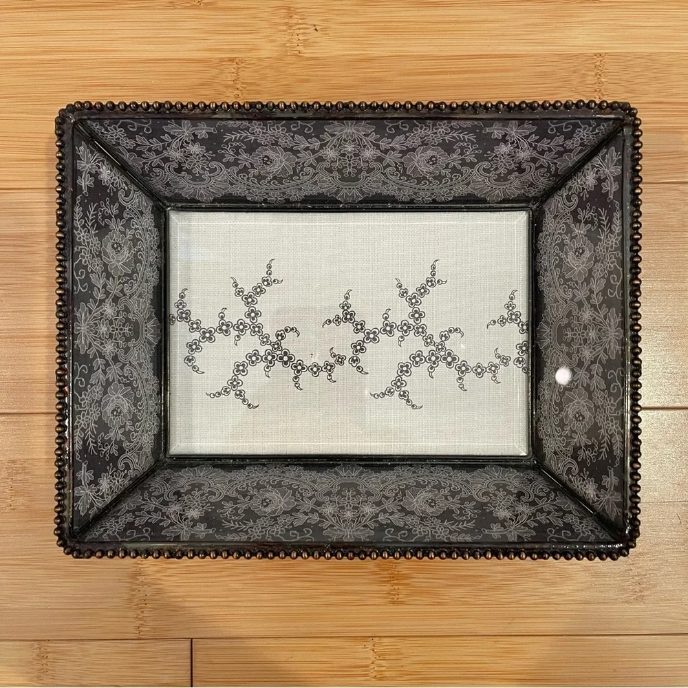 Fringe Studio Floral Gray Glass Deep Tray